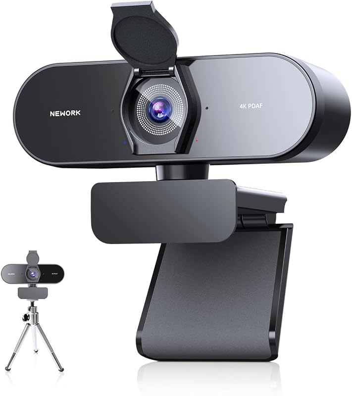 EasyCam 4K Webcam for PC with Tripod, PDAF & CDAF Dual-autofocus | Auto Light Correction, 2 Noise Reduction Mics, Privacy Cover, 79°FOV, Streaming Camera for PC, Mac, Laptop, Video Calls