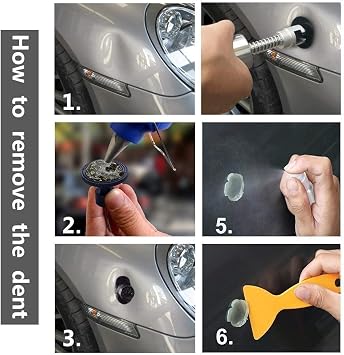 Car Dent Puller - Auto Body Dent Repair Tool, Dent Repair kit with Slide Hammer T bar Dent Puller for Car Body Hail Dent Removal Dent Remover Automobile Body Repair