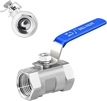 1/4" NPT Stainless Steel Ball Valve 1PC Type with Blue Handles,Heavy Duty Ball Valve for Water, Oil, and Gas H-051-1/4NPT