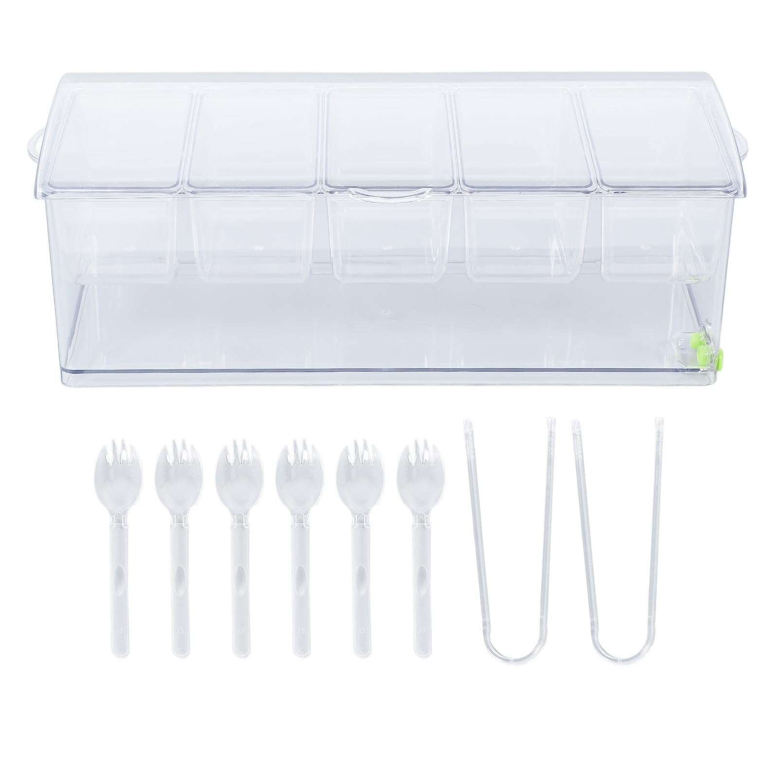 Contenitore per condimenti refrigerato per ghiaccio, contenitore in plastica per alimenti, vassoio da portata multi-scomparto con coperchio, ideale per feste in cucina e viaggi, 1,5 l (circa 12 tazze)