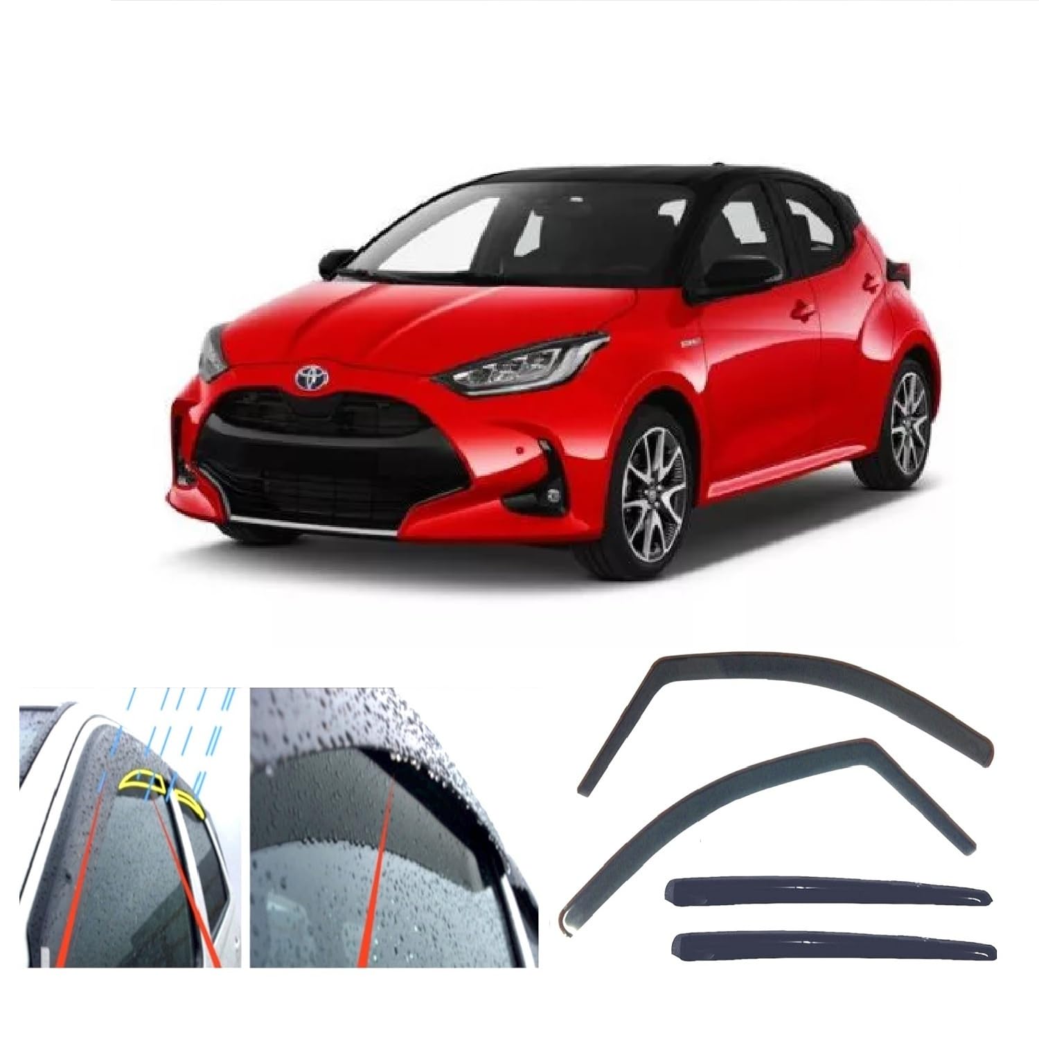 4 deflectores de viento para Toyota Yaris (XP210) para Mazda 2 Hybryd 2020 2021 2022 2023 2024 2025 2026