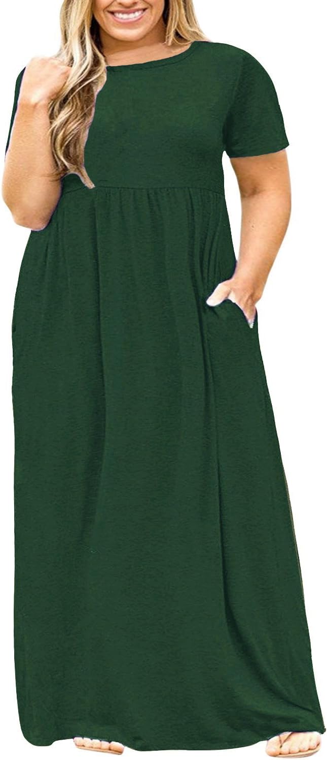 POSESHE Women's Plus Size Tunic Swing T-Shirt Dress