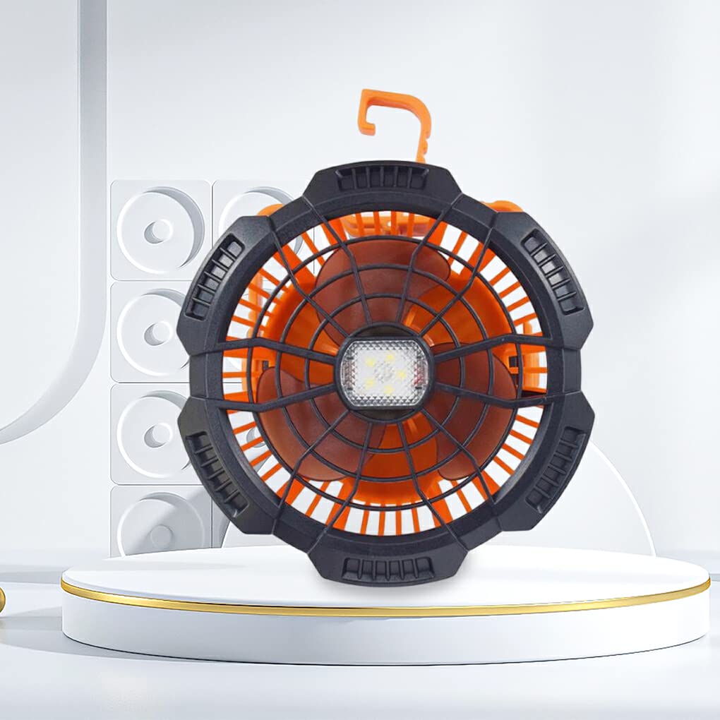 Linterna de velocidad ajustable móvil con carga recargable por USB, ventilador de Camping, ventiladores de iluminación refrigerados por aire, dormitorio, oficina, viaje, X10/naranja