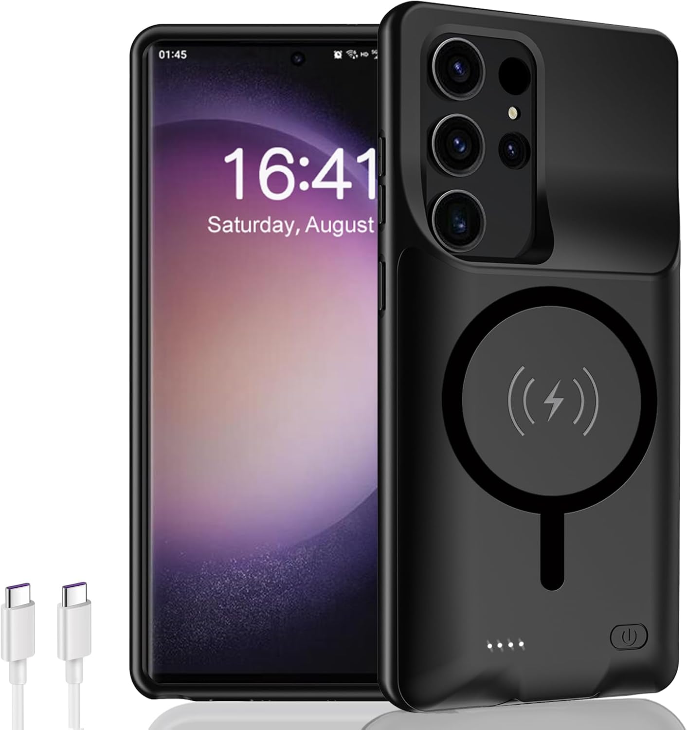 Battery Case for Galaxy S22 Ultra/S23 Ultra,[12000mAh] Portable Protective Smart Wireless Charging Case Support Carplay Compatible with Galaxy S22 Ultra/Galaxy S23 Ultra Battery Case (Black)