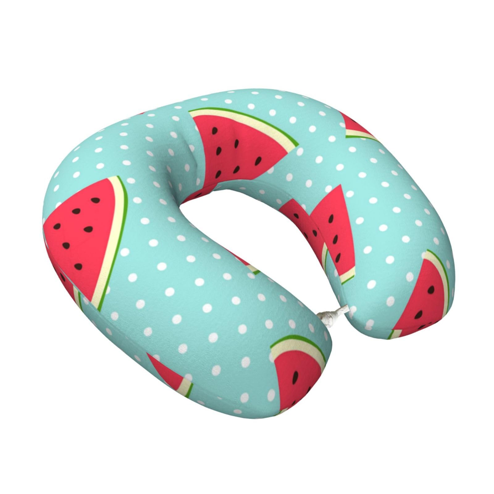 LKYMOH Watermelon 1, Travel Neck Pillow U-Shaped Memory Neck Support Soft Comfortable With Washable Cover For Airplane Car Traveling and Office