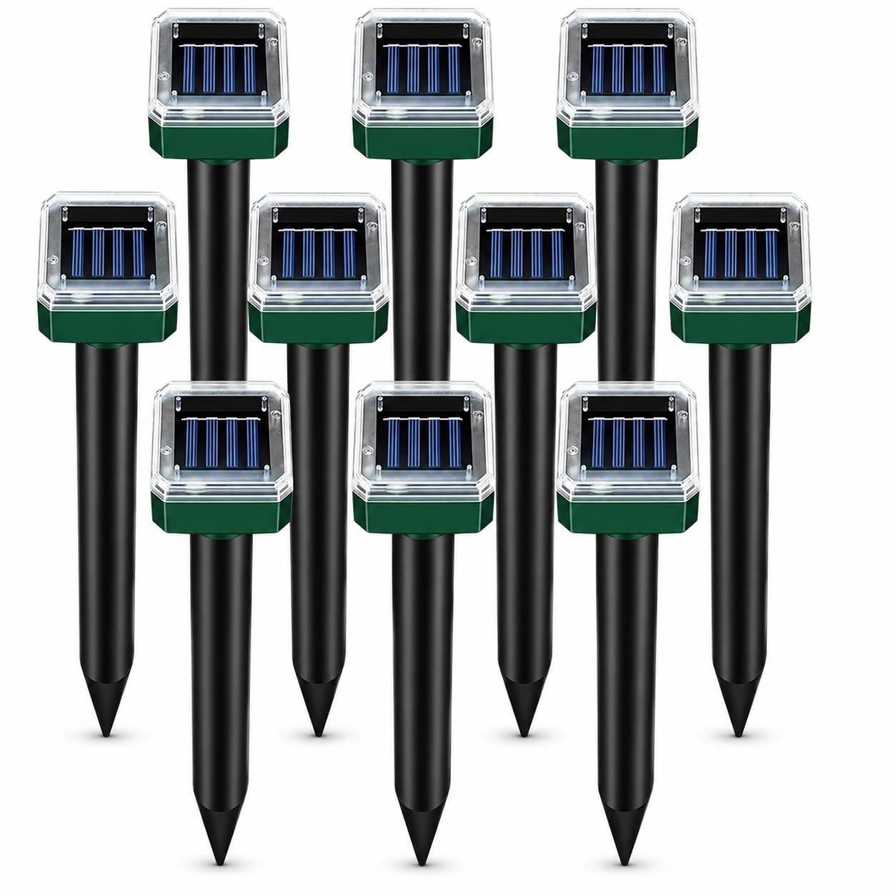 Solar Maulwurfschreck 10Pack Solarbetriebene Schlangenabwehr Outdoor, Gopher Abwehr für Rasen Garten Hof, Maulwurf und Wühlmausvertreiber Wasserdicht, Wirksam Abwehr Gophers Schlange