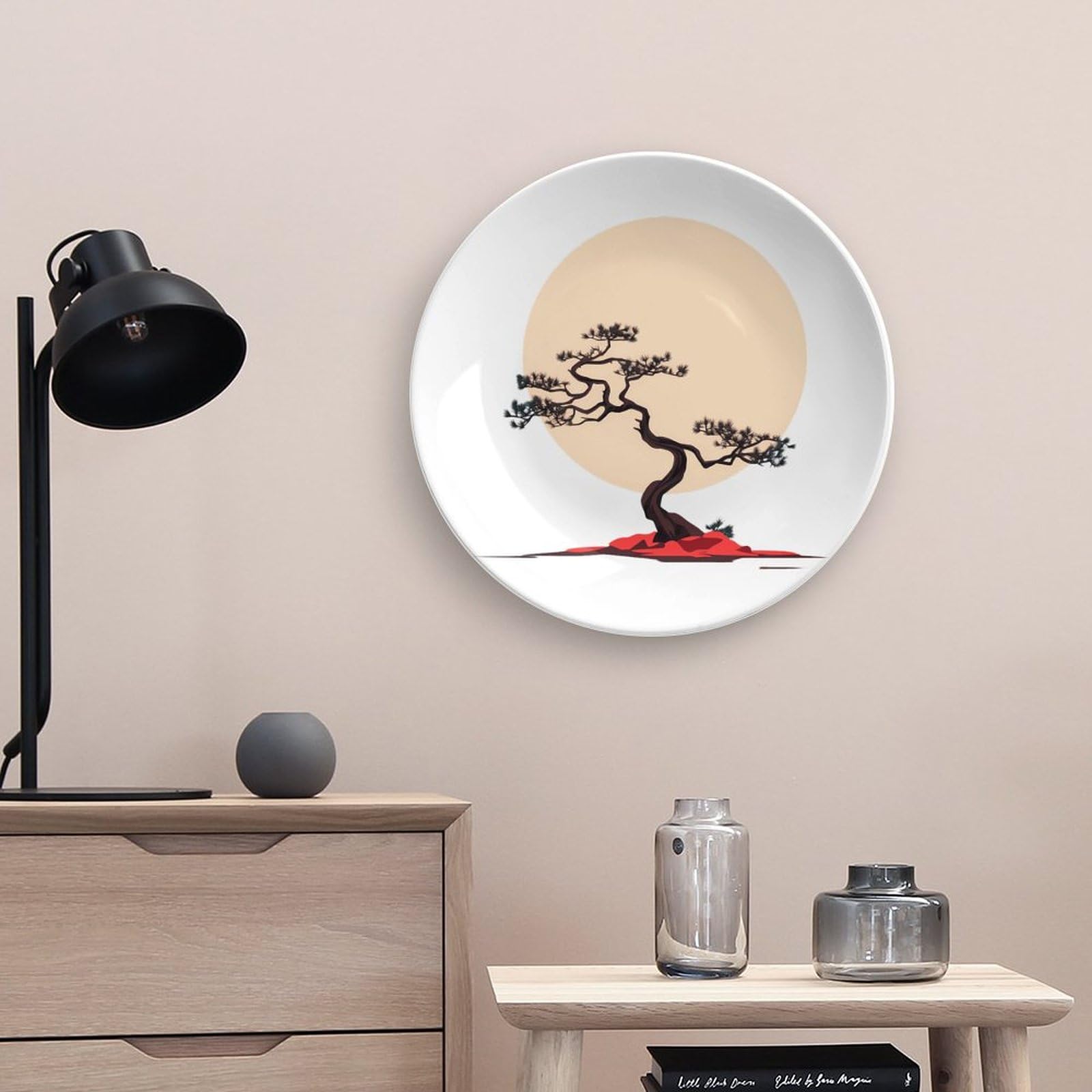 Plato decorativo de porcelana con diseño de árbol bonsái 10 pulgadas