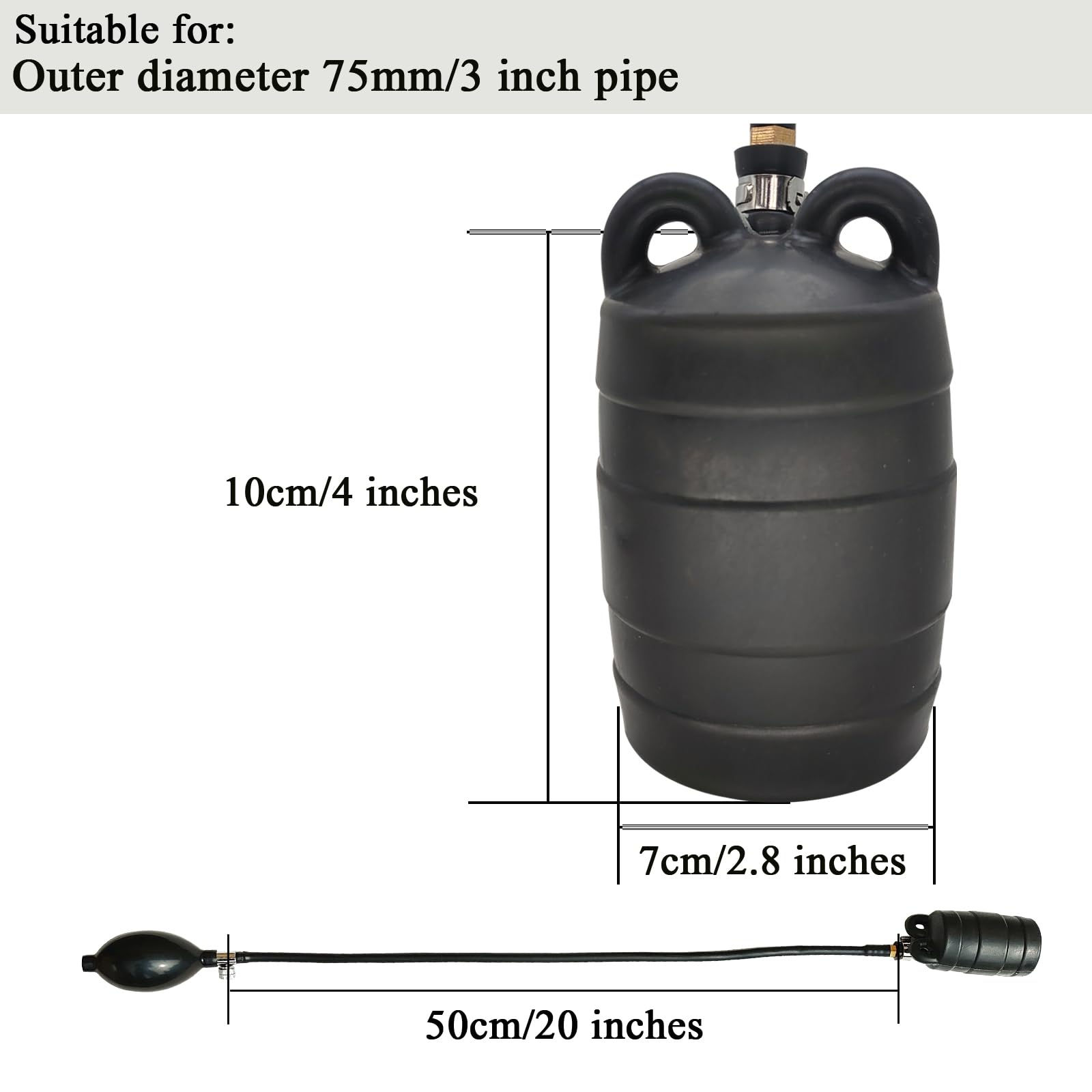 Plumbing Test Ball Sewer Test Plug – 3-Inch Inflatable Pipe Plug With ...