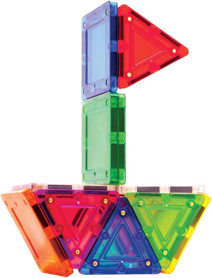 MAGFORMERS Tileblox Basic Rainbow 20 Pieces, Rainbow Colors, Magentic Geometric Shapes Building STEM Toy Set Ages 3+