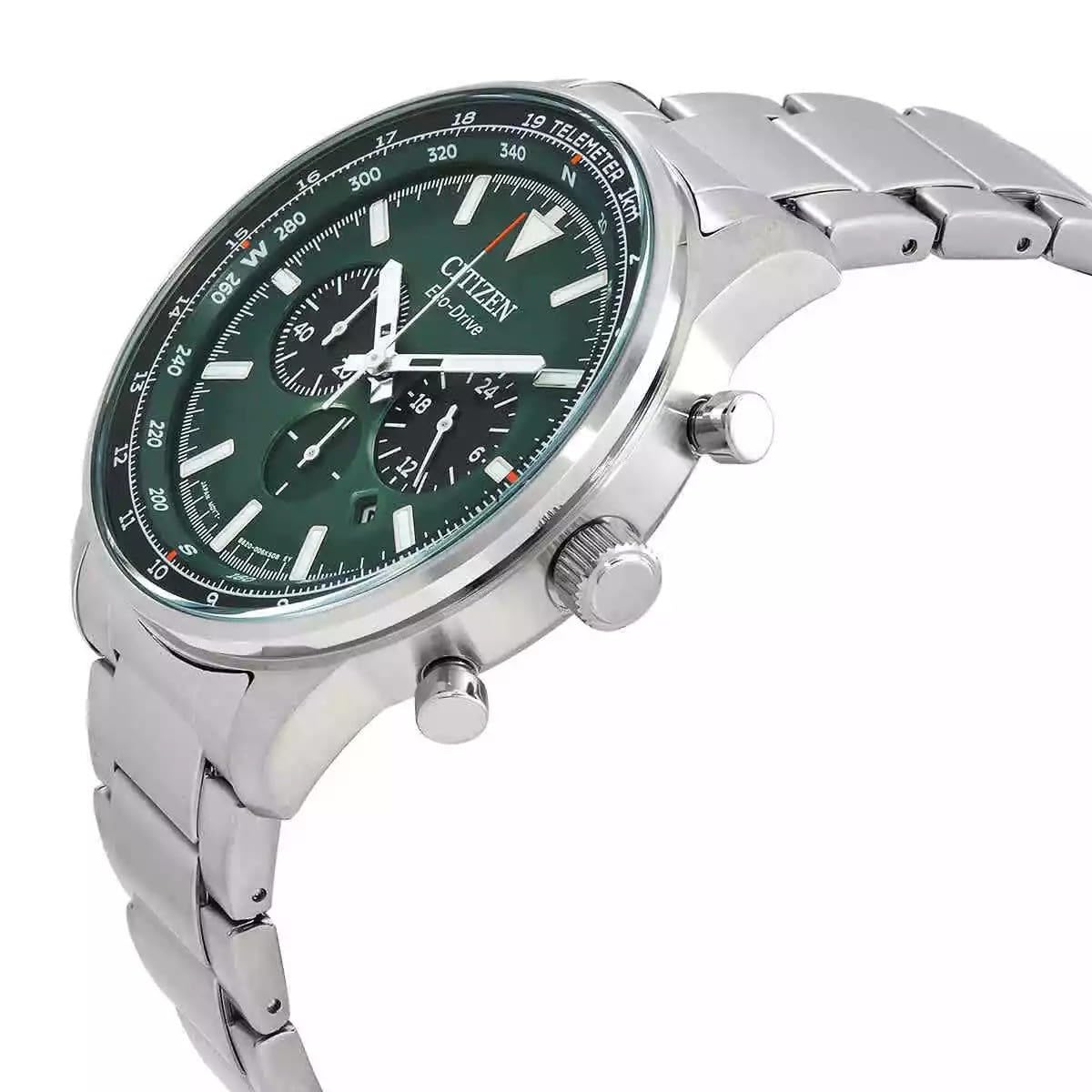 CITIZEN Orologio analogico al quarzo da uomo con cinturino in acciaio inox CA4500-91X, verde, Bracciale