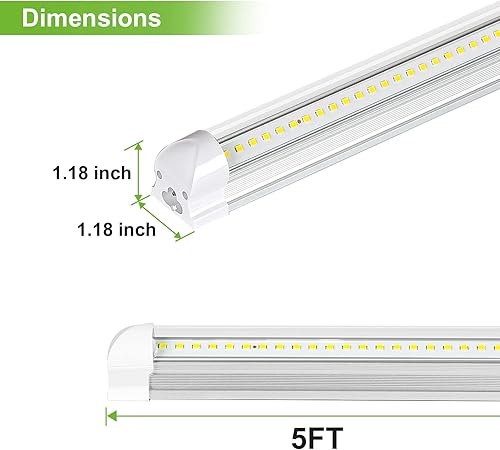 Miniatura 7 de Hykolity Luz LED de tienda de 30 W y 2 pies, 3500 lm 6500 K, luz blanca súper brillante, lámpara de techo enlazable, luz de tubo LED T8 integrada en