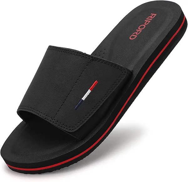 Ripord Mens Adjustable Slides Sandals Slip On Sandals Comfortable Athletic Anti-Slip Slides