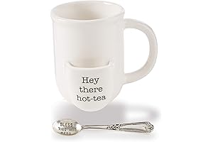 Mud Pie Vintage-Inspired Ceramic Teacup and Spoon Set: Timeless Charm for Tea Enthusiasts