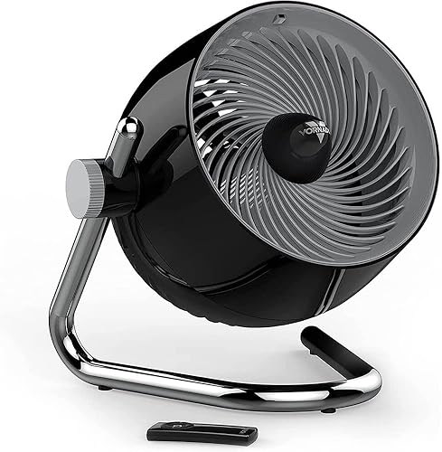 Vornado Pivot6 - Ventilador circulador de aire para toda la habitación con 4 velocidades, control remoto, eje giratorio, color negro