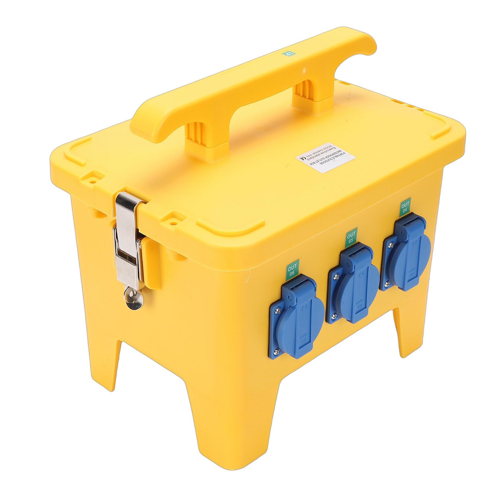 Jectse Scatola di Distribuzione Dell'energia Portatile Resistente All'acqua con 6 Prese per Cantiere, Scatola Elettrica IP65 Gialla in Materiale ABS Premium per Cantiere