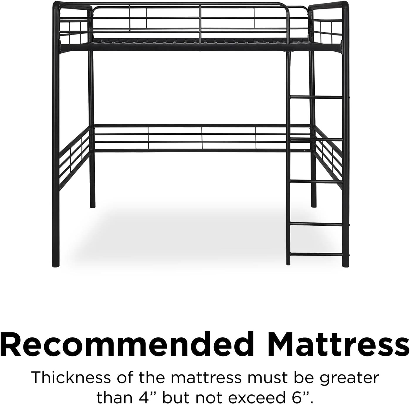 Diagram showing recommended mattress thickness between 4 and 6 inches