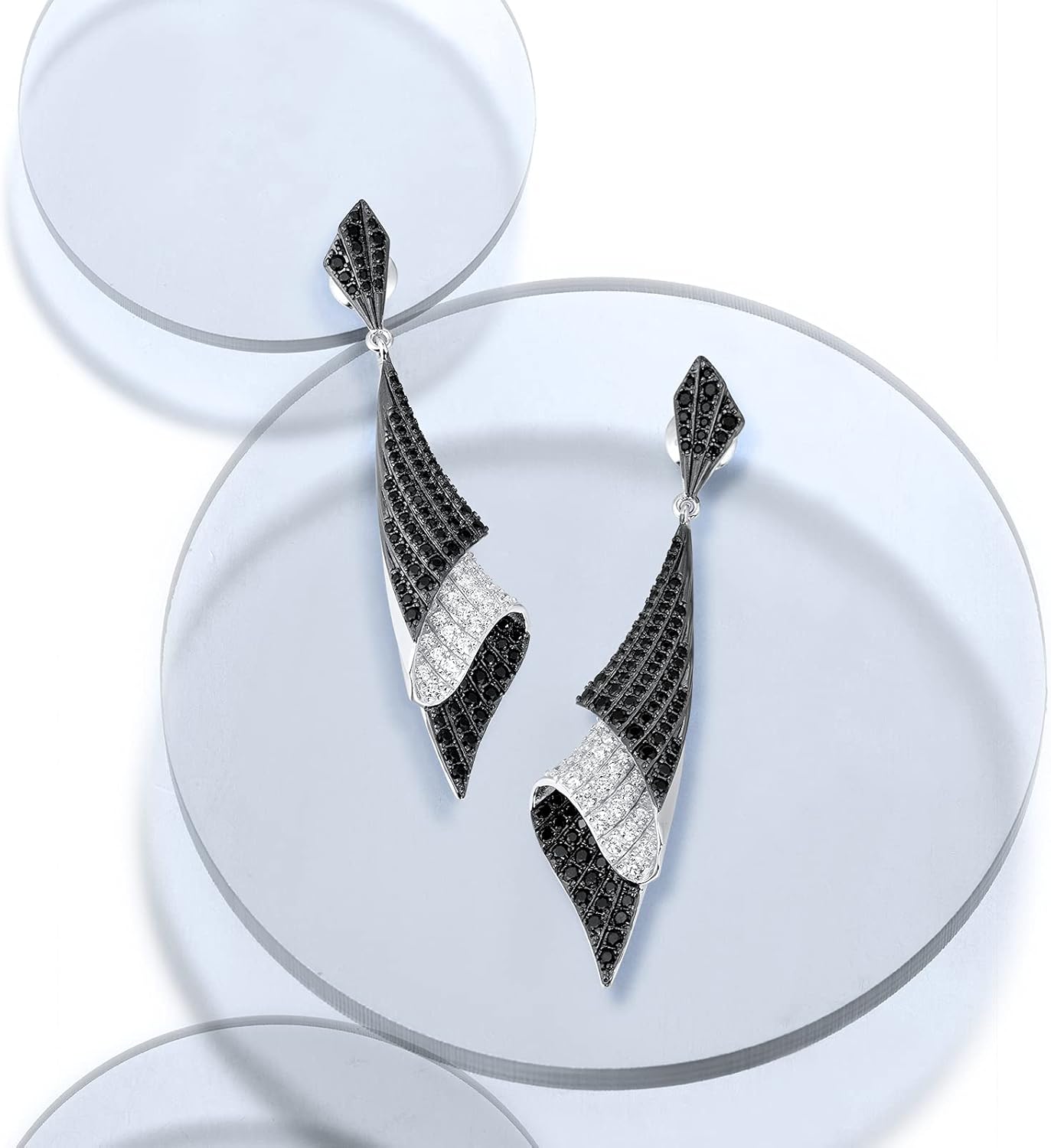 Santuzza 925 Sterling Silver Black and White Earrings - Image 3