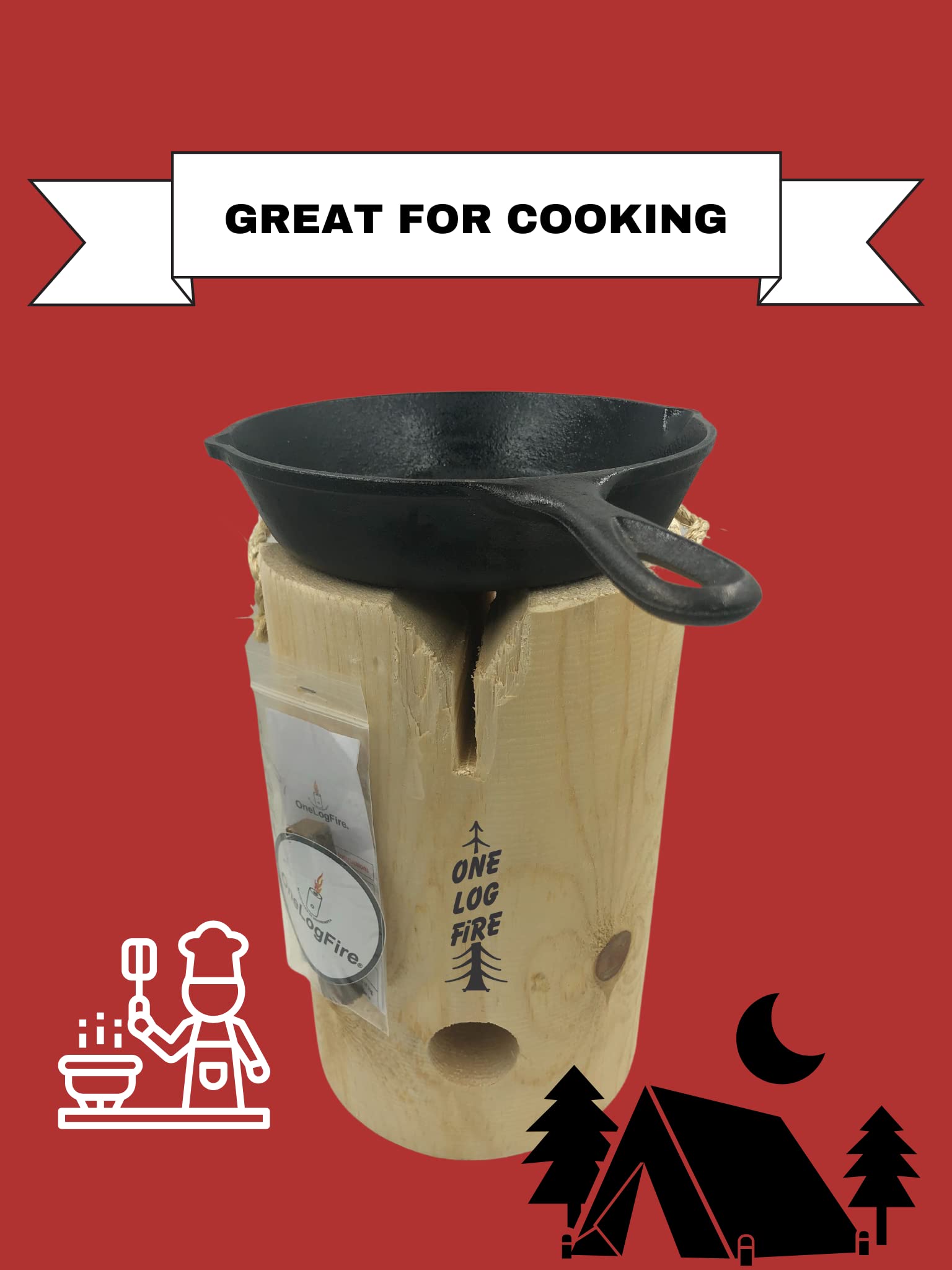 One Log Fire Portable Campfire Grill,100% All Natural Swedish Fire Log