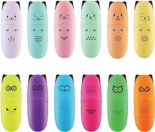 enlegend 12 pieces Cute Animal Design Vet Tech Week Gifts Mini Highlighter Pen Assorted Colors Chisel Tip Gift Highlighter Marker - stocking stuffers for kid - kawaii stuffs