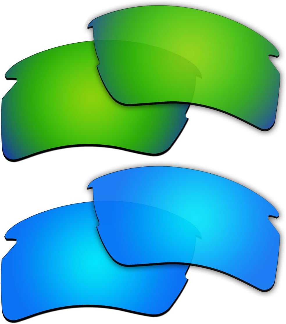 Replacement Polarized Emerald Green and Ice Blue Lenses for Oakley Flak 2.0 XL Sunglasses