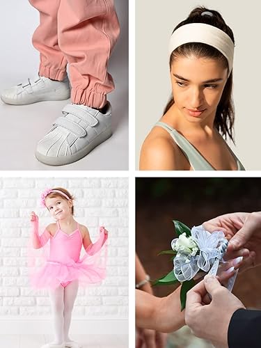 Miniatura 4 de Mandala Crafts Banda elástica blanca para costura, carrete de bandas elásticas de 58 pulgadas de ancho para pantalones, cintura elástica, 25 yardas,