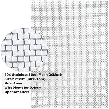 4 Pack 20 Mesh 304 Stainless Steel Wire Mesh,210x300mm,Metal Insect Mesh Sheet, Fine Wire Mesh, Rat Mesh Wire Mesh Sheet for Vents, Home, Kitchen, Garden