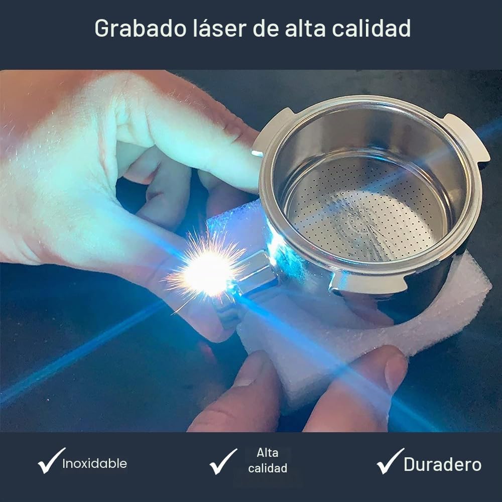 Portafiltro de 54 mm para Breville Barista Express, etc. Portafiltro con doble caño de madera de nogal – Soporte de filtro de acero inoxidable con colador – Accesorios de espresso de [JoeFrex]