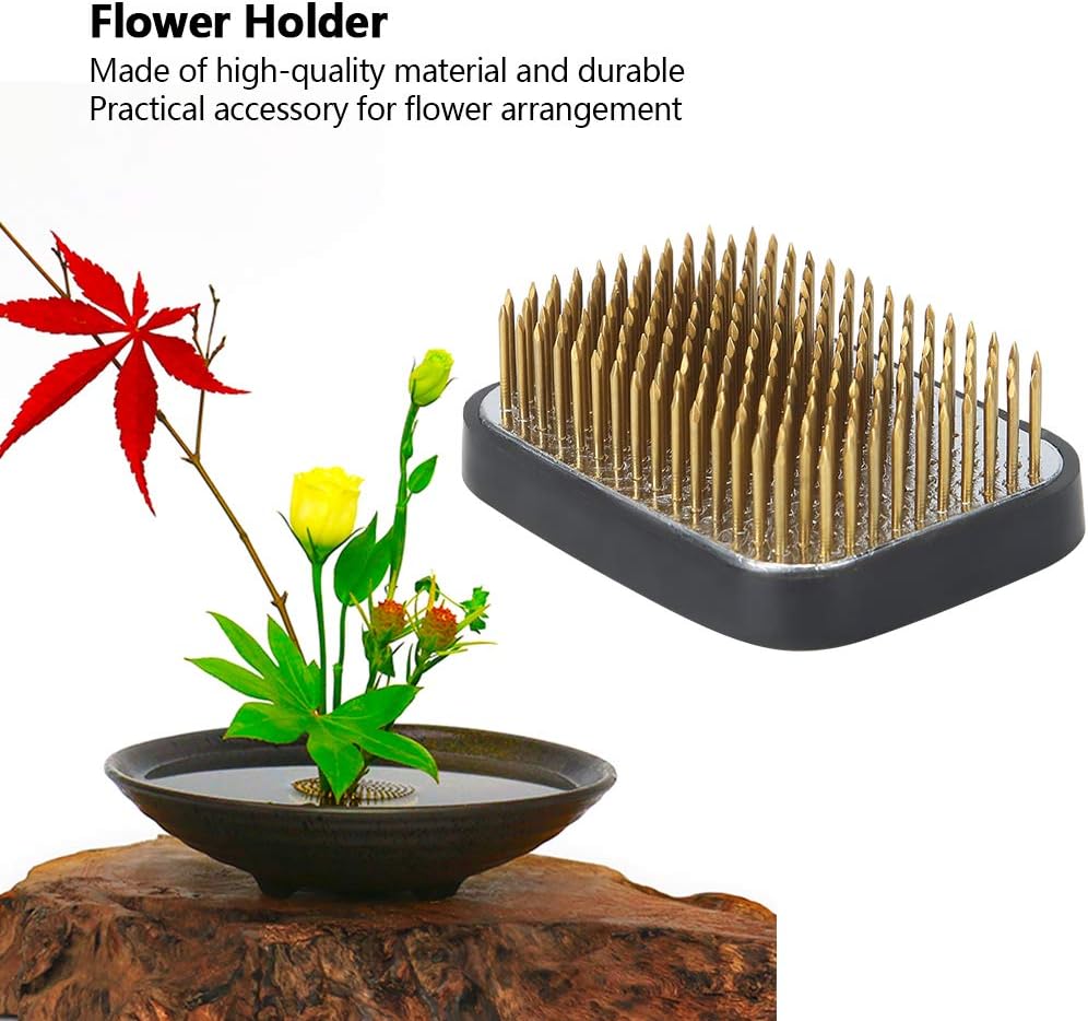 TOOLSGO Square Ikebana Kenzan Flower Frog Portable Floral Arrangement Tool Essential Flower Holder with Copper Needle for Flower Art Ikebana Creative Arrangements