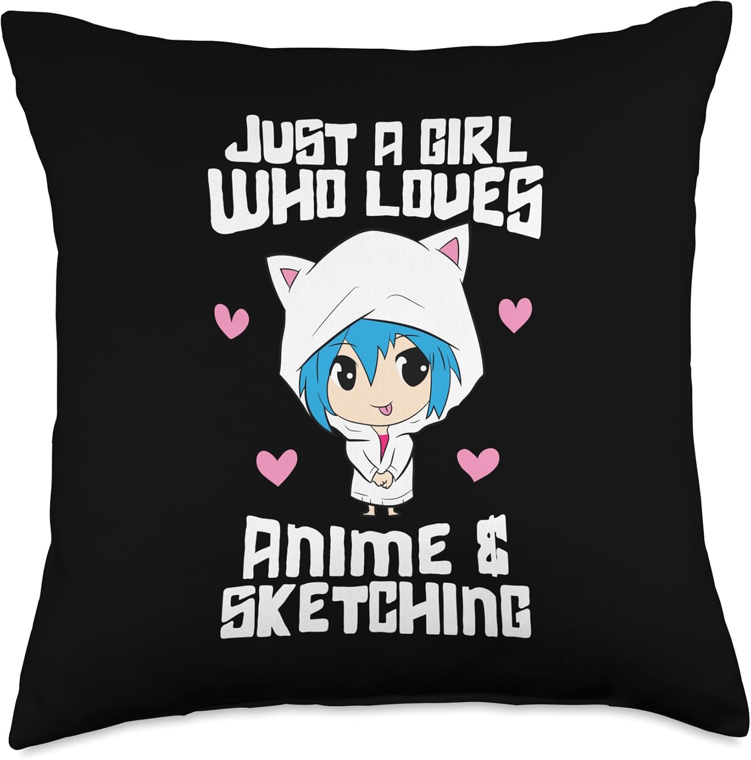 Just a Girl Who Loves Anime and Sketching Funny Anime Throw Pillow