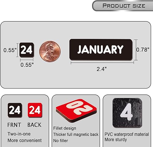 Miniatura 3 de Double-Sided Magnetic Numbers and Months for Dry Erase Calendar Whiteboard, Calendar Magnets for Magnetic Whiteboard and Refrigerator