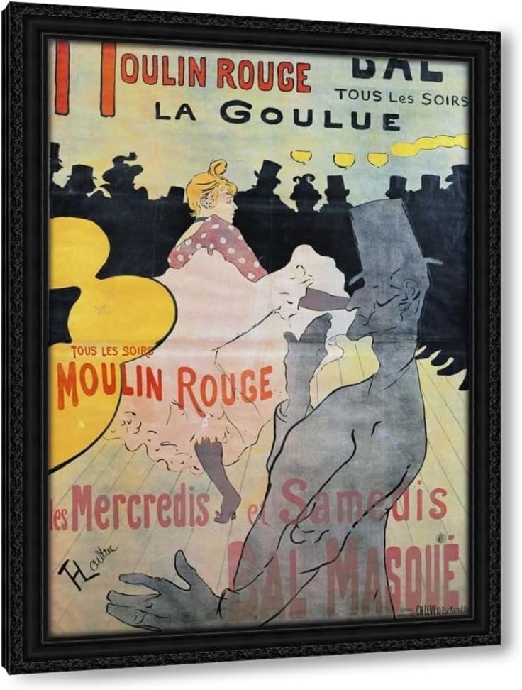 ArtDirect Toulouse-Lautrec, Henri 18x24 Black Modern Framed Art Print Titled: Moulin Rouge, La Goulue