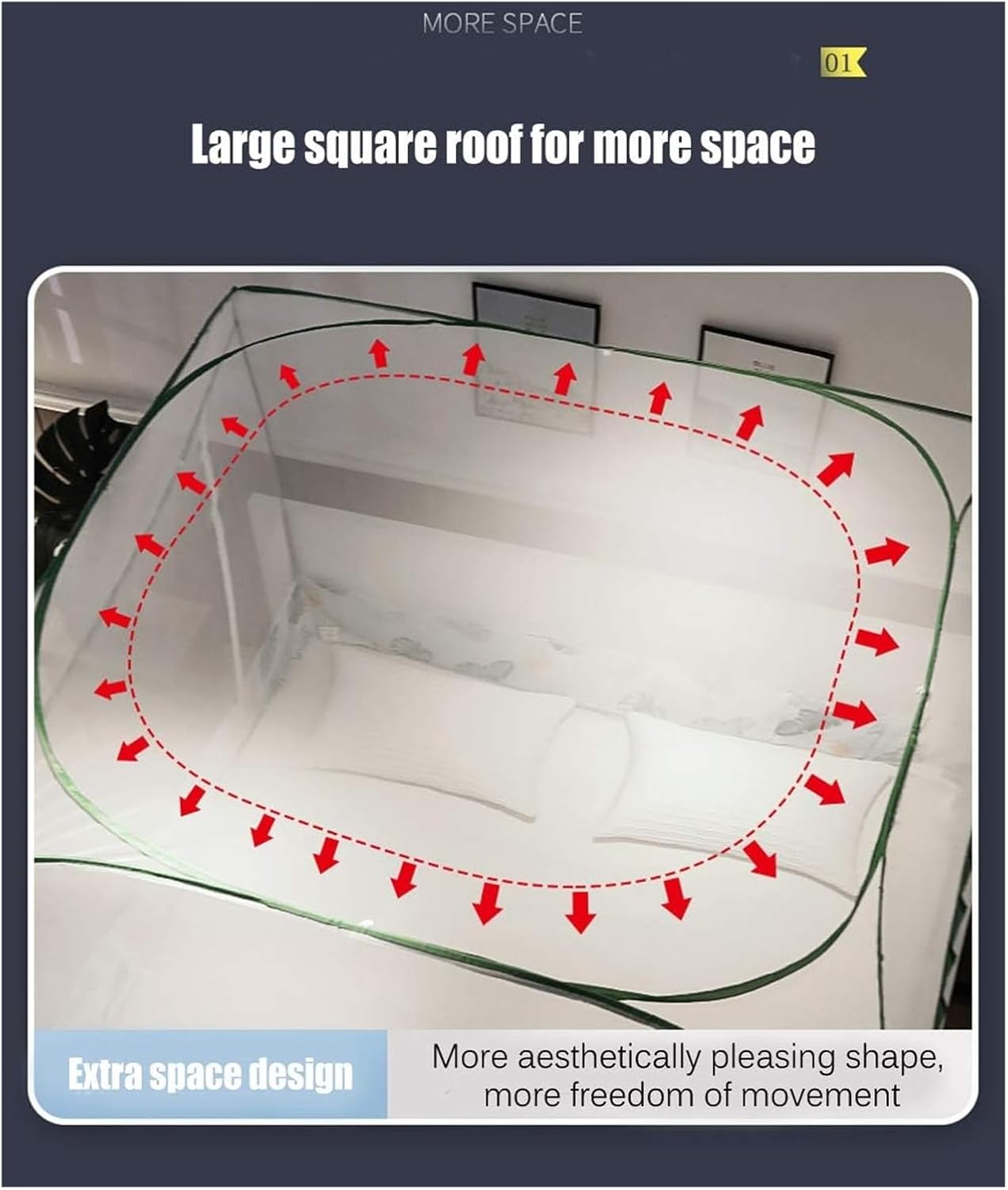 Mosquito Net,Hanging Bed Net Cover,Mongolian Yurt Dome Net Free Installation and Folding Nets, Prevent Insect Pop Up Tent Curtains for Beds Bedroom(Yellow,1.8 * 2m)