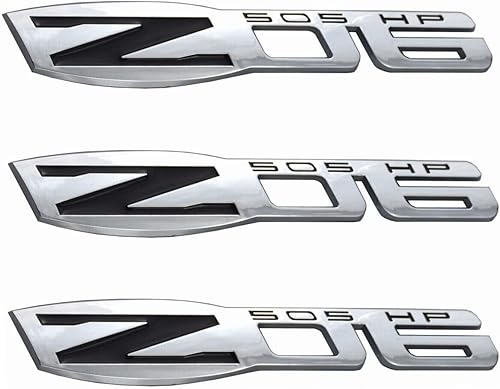 Aimoll 3 emblemas de Chevy Corvette C6 Z06, insignias 3D de 505 CV de repuesto para Chevrolet Corvette C6 2006-2013 (negro cromado)