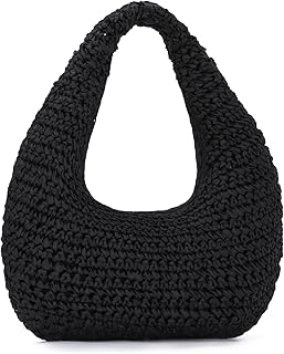GOKTOW Women Hand Carry Only Straw Bag, Crescent Summer Beach Purse, Soft Faux Straw Tote 2025