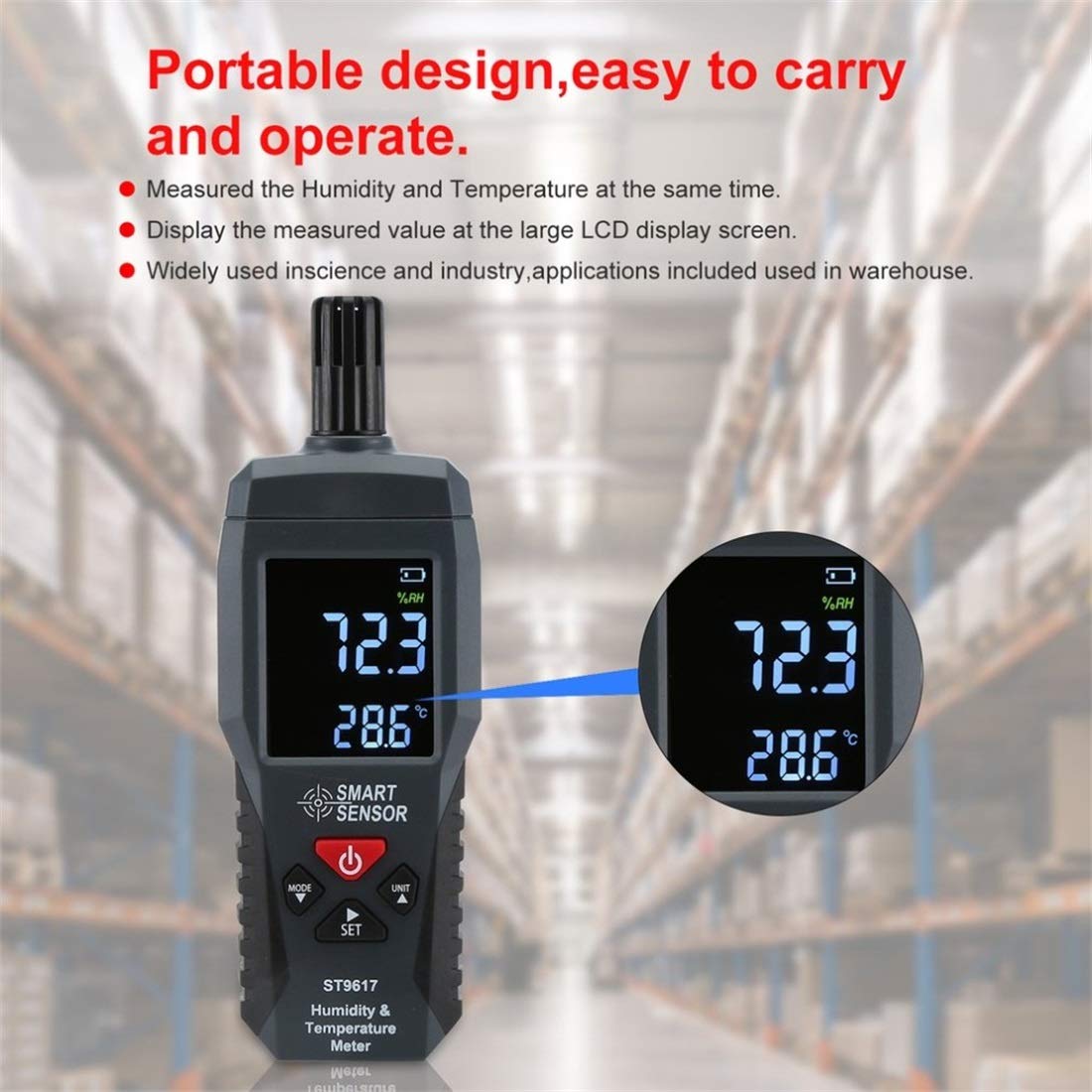 Digital Thermometer Hygrometer Indoor Outdoor Alarm Color LCD Display Portable Temperature and Humidity Monitor Gauge Tester