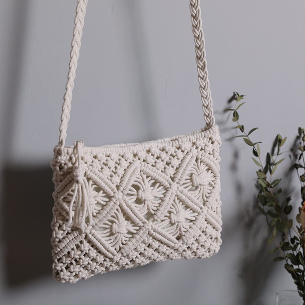 Bolso Bandolera Pequeño de Algodón para Mujer Macramé Hecho a Mano