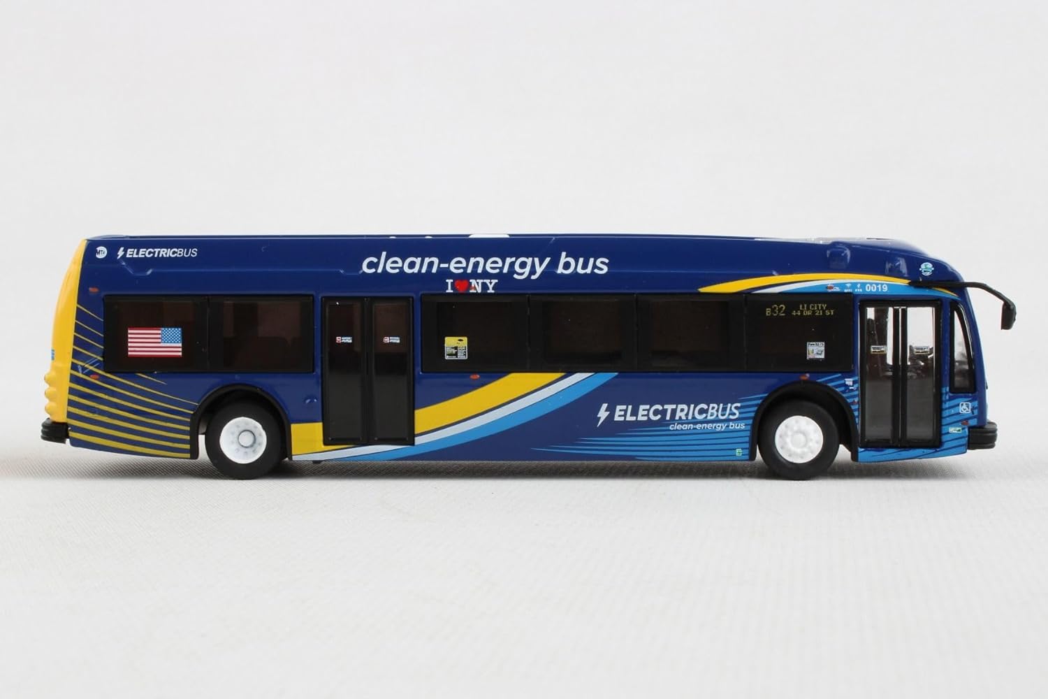 MTA NYC Transit Bus-Proterra Electric Model Bus-Dimensions 5" Long, 1" Wide and 1" Wide 1/87 Scale.