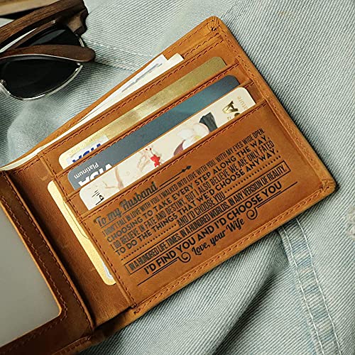 Mens Wallets to My Husband Bifold Leather Wallets for Men Wife to My Love Gift With Loving Saying4