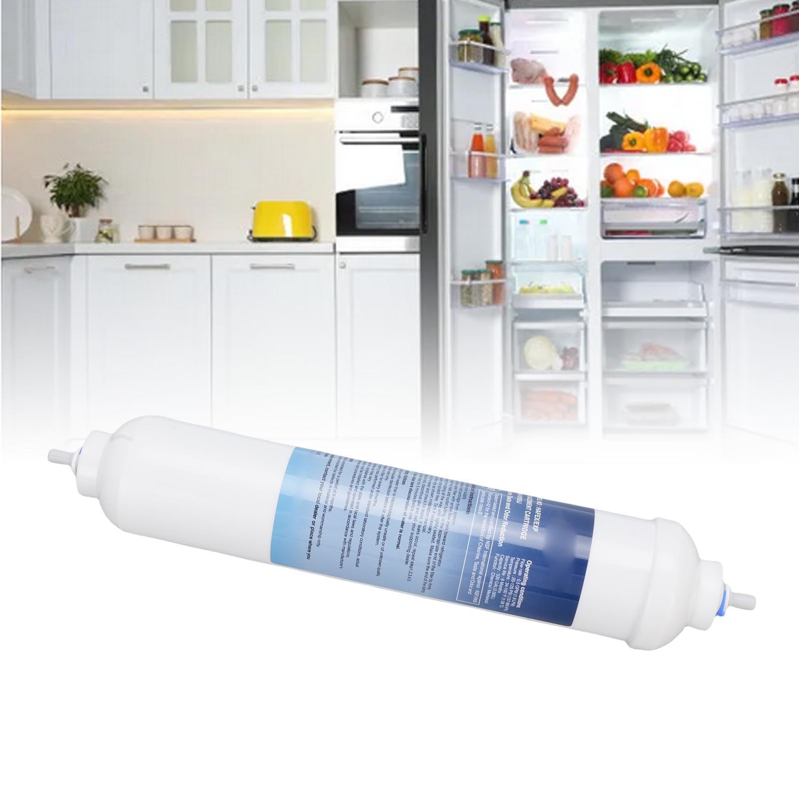 SEAFRONT Filtro de Agua para Frigorífico, Repuesto de Filtro de Agua para Refrigerador, Suministros de Cocina con 2 Accesorios para Fijación