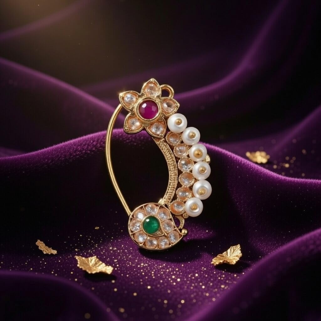 Efulgenz Indian Jewelry Nath Fake Nose Ring Stud Pin Non Piercing Jewelry