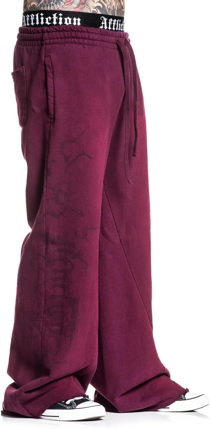 Affliction Men's Sweatpants with Gothic Tribal Design, Elastic Waistband, Drawstring Closure Y2K - Image 7
