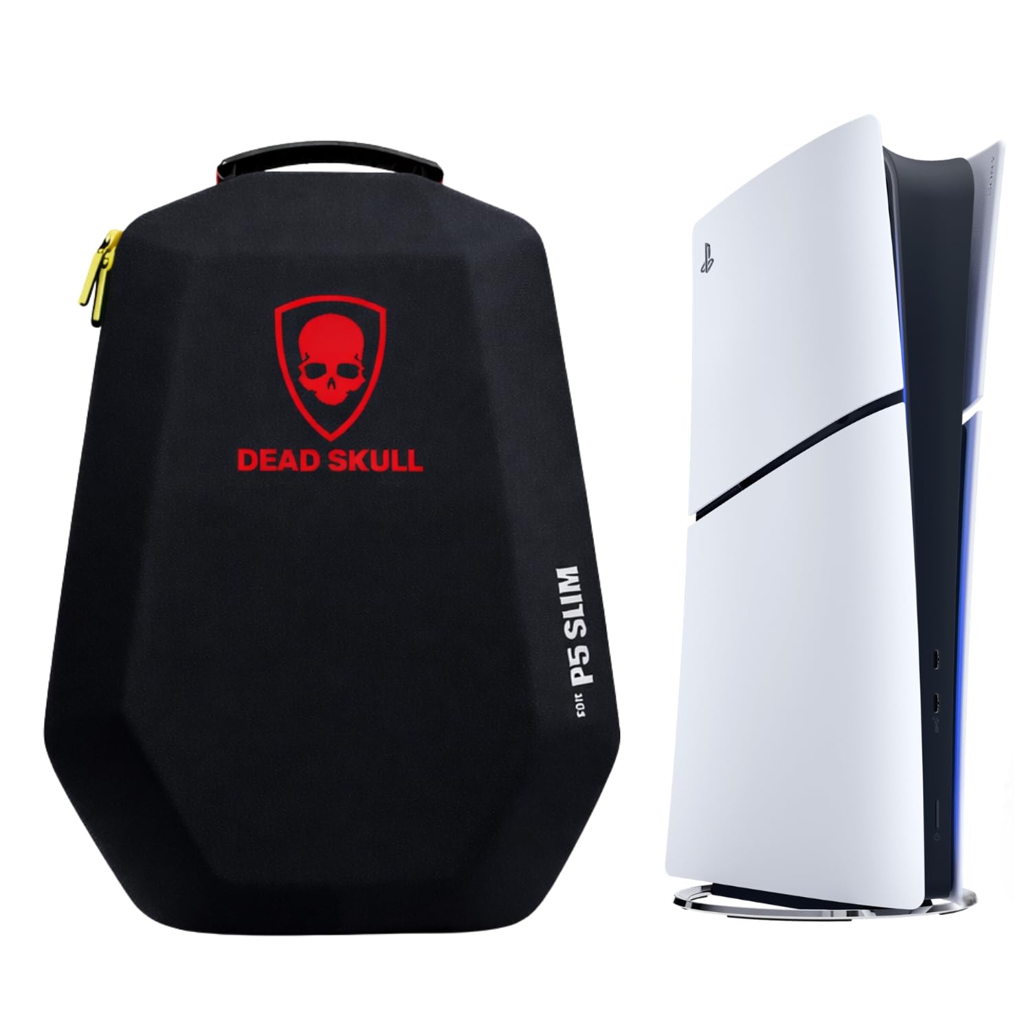 DEADSKULL Black Hard Shell Backpack Travel Carrying Case Compatible with PS5 Slim Disc & Digital Console, Water-Resistant Storage Gaming Bag for Console & Accessories-image-41