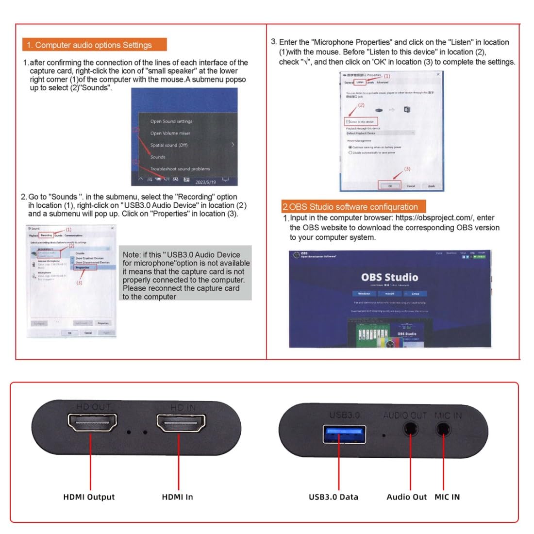 ChenYang 4K HDMI Audio Video USB 3.0 Capture Card 1080P 60FPS para PS4/PS5/Switch/Cámara/OBS, soporta transmisión en directo/videoconferencia/captura de juegos/cine en casa