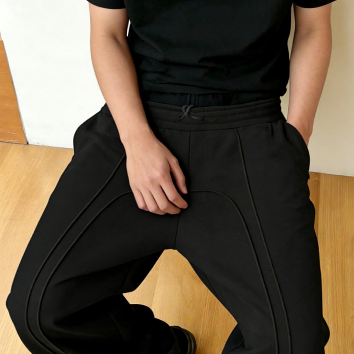 Mens Baggy Wide Leg Sweatpants Casual Loose Fit Open Bottom Athletic Joggers with Pockets Y2K Streetwear - Image 4
