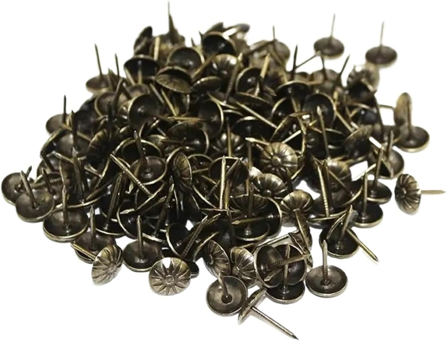 Versatile 600Pcs Antique Furniture Decorative Nails Assortment Kit 11mm/0.43'' Upholstery Tacks Doornail Hardware(Green Bronze)