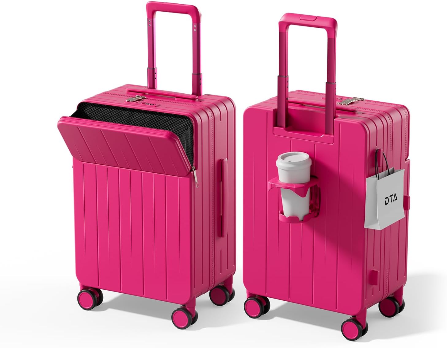 Top Opening PC Hard Shell Suitcase, 20-inch International Carry On Luggage with Front Pocket, TSA Lock, 360 Spinner Wheels, Lightweight - Ideal for Business (Pink, Carry-On 20-Inch)