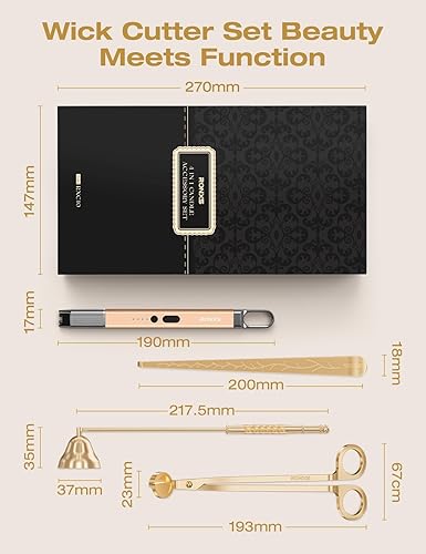 Miniatura 6 de RONXS Juego de accesorios de velas 4 en 1, cortador de mechas de velas, encendedor eléctrico de velas, extintor de velas, dispensador de mecha con