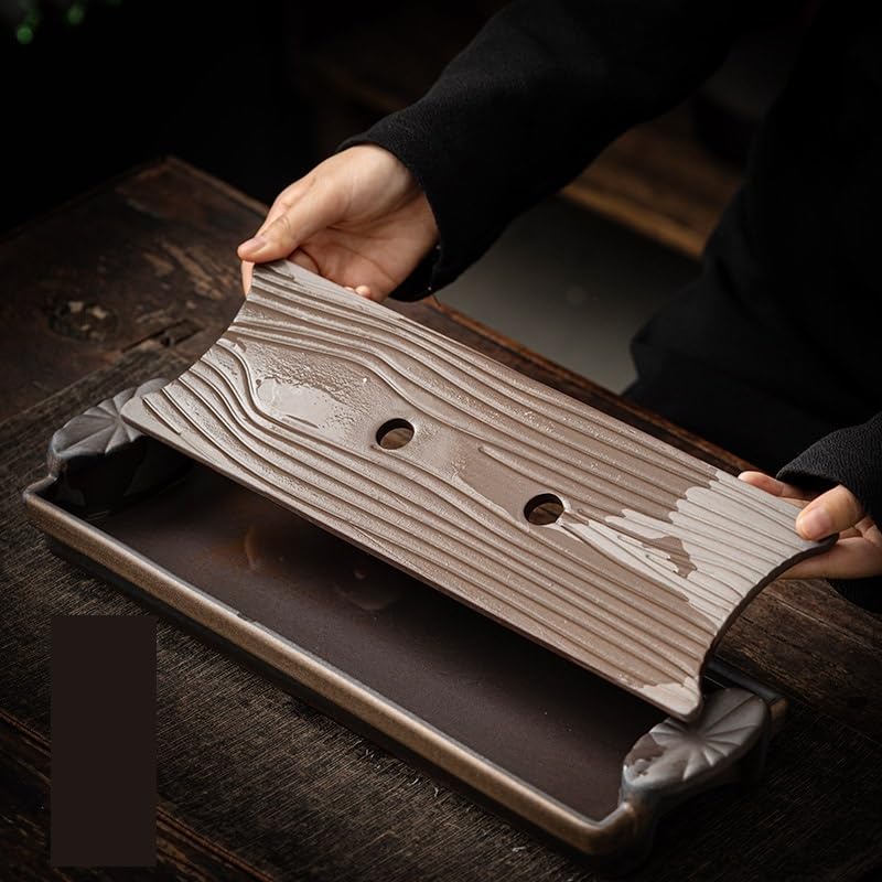 Plateau à thé en céramique style chinois Kung Fu rétro pour table basse