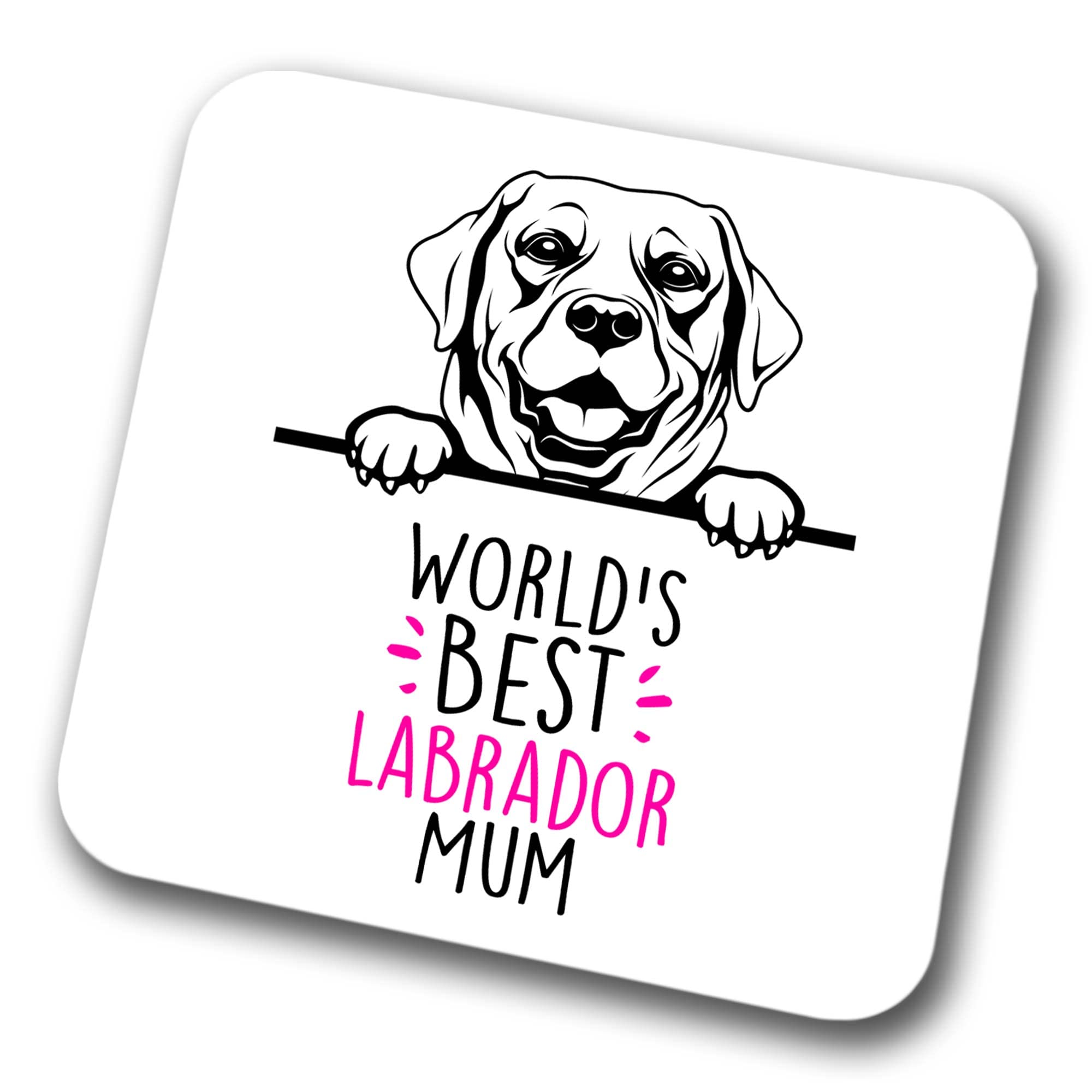 Faithful Prints Boys Labrador World's Best Mum Coaster Dog Mum Labrador Mum Friend Funny Gift For Birthday Christmas, Labrador Coaster