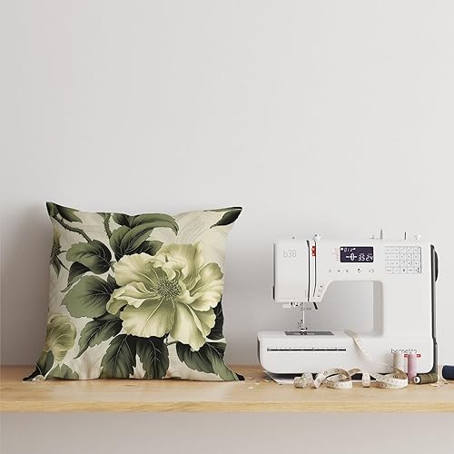Miniatura 3 de Green White Chinoiserie Floral Throw Pillowcase Dynasty Pillowcase 24x24in Decorative Pillow Home Cotton Linen Elegant Cushion Cases for Couch Sofa